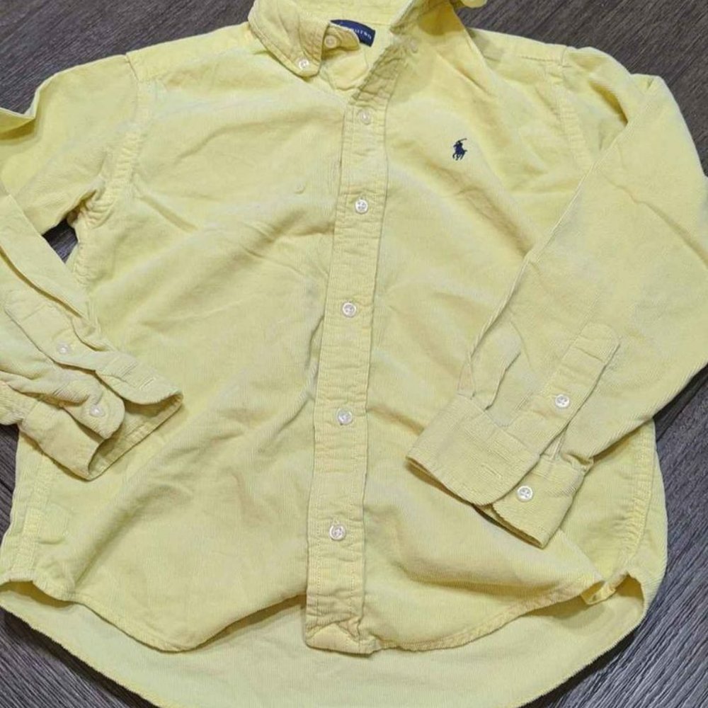 Ralph Lauren Boys Sz 7 Corduroy Yellow Shirt